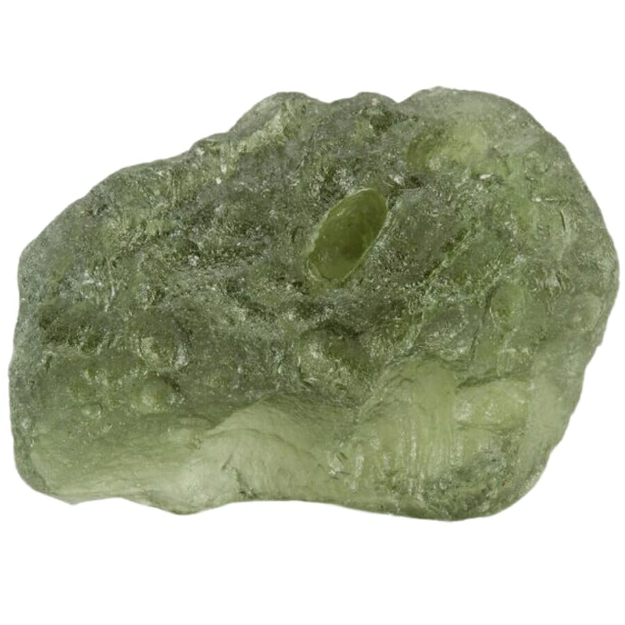 A rare tektite stone with a green color