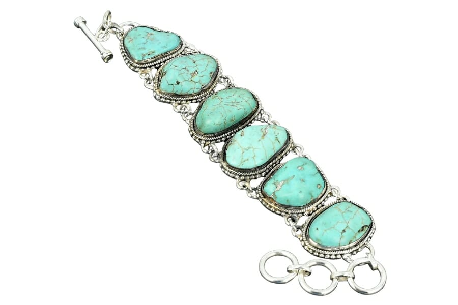 A delicate turquoise handmade silver bracelet