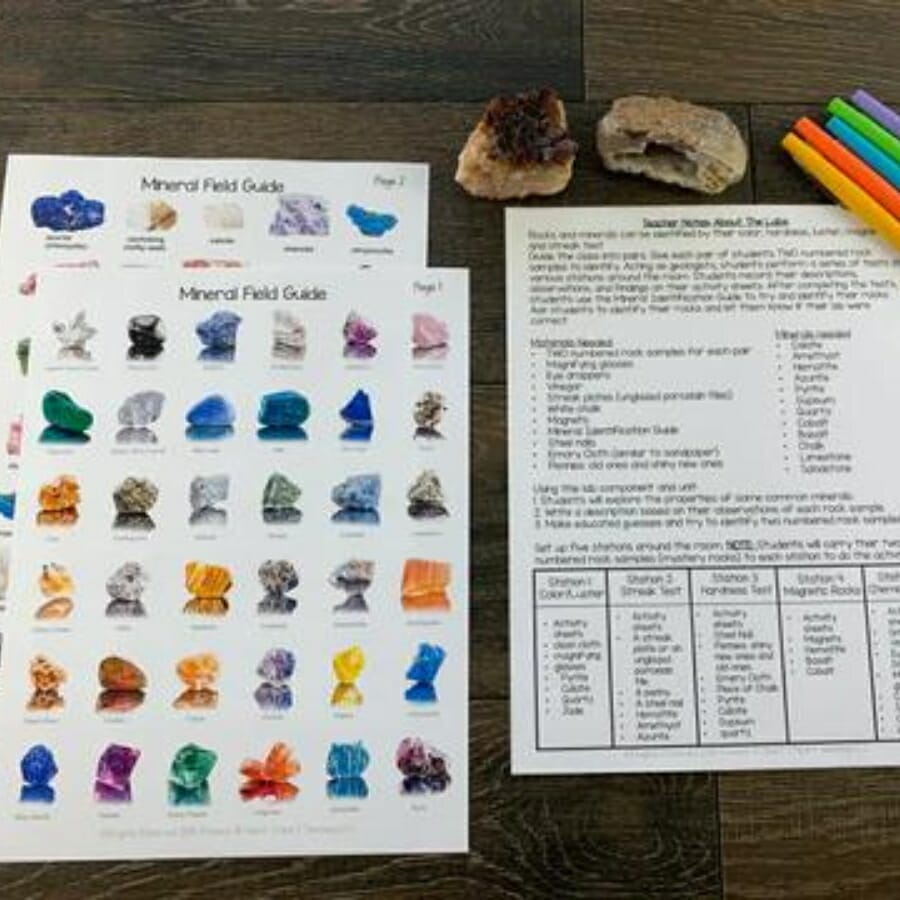 Using a mineral field guide to identify a mineral