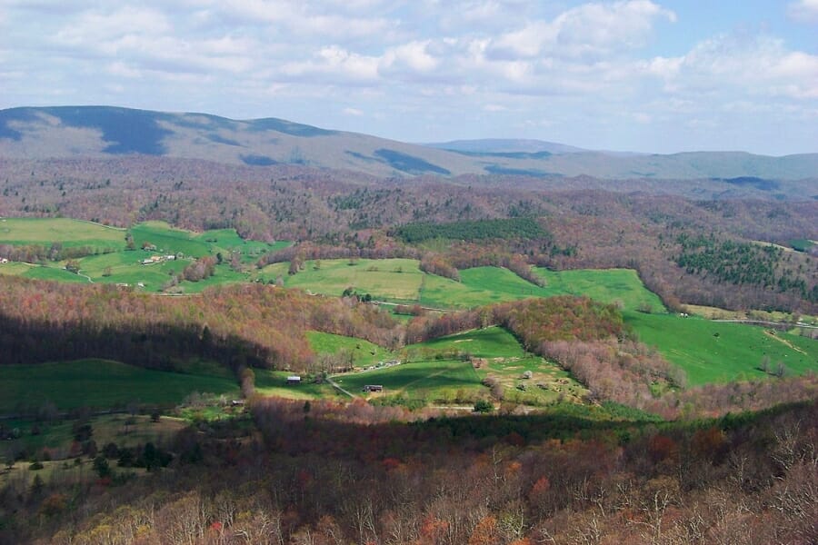 Wide aerial view of the Walker Mountain Cluster