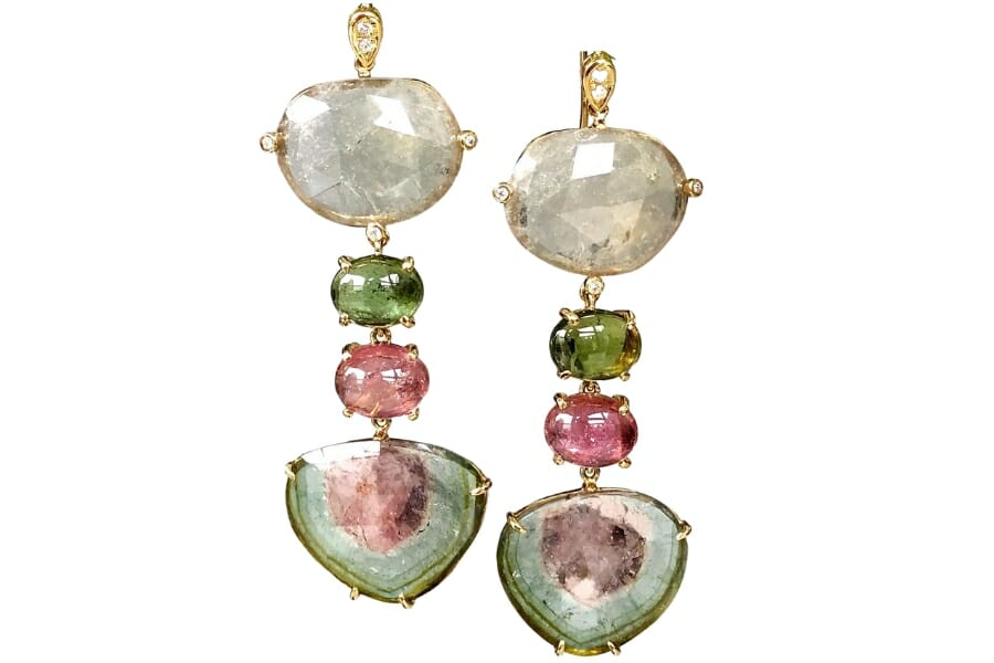 A cute and dainty pair of watermelon tourmaline earrings