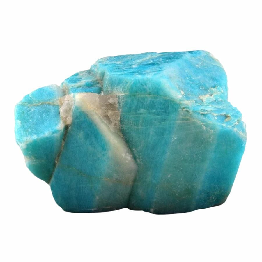 bright turquoise blue amazonite with white veins