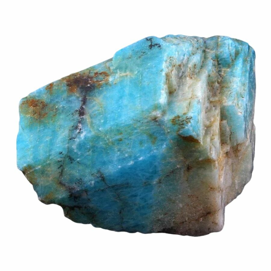bright turquoise blue amazonite with brown veins