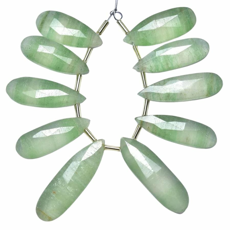 necklace with pale green aventurine briolettes