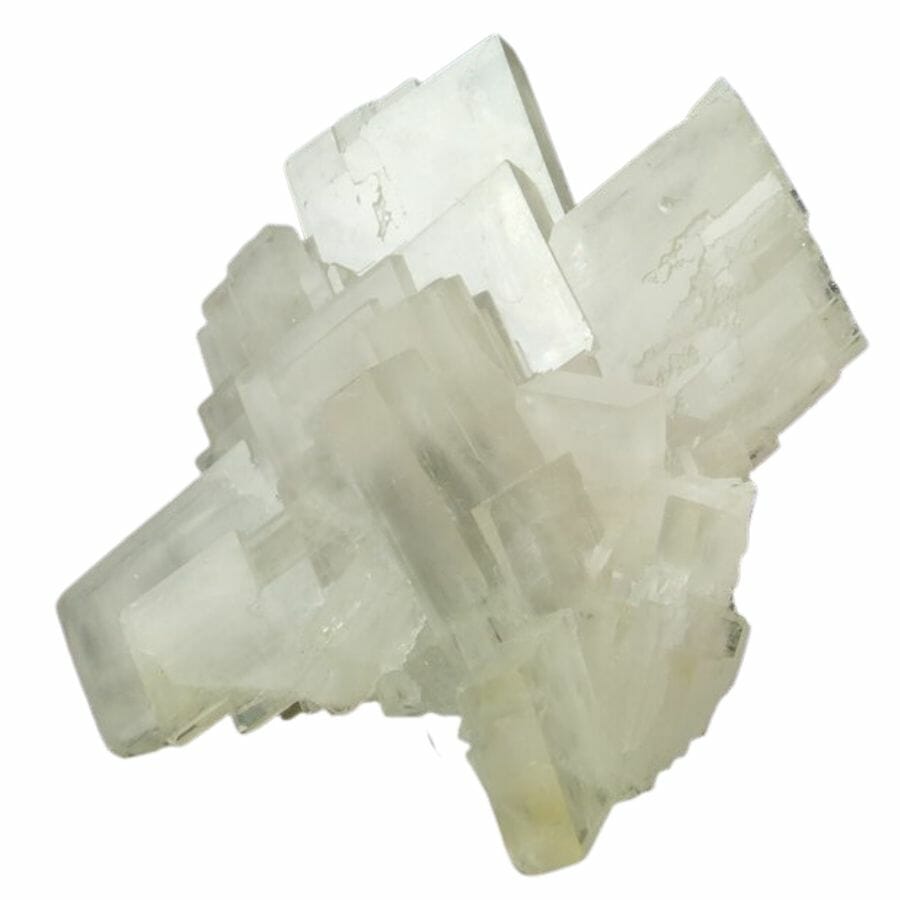 cluster of flat white barite crystals