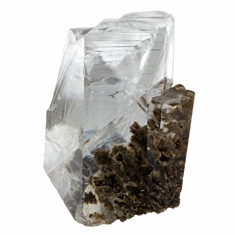 clear glassy terminated calcite on a matrix