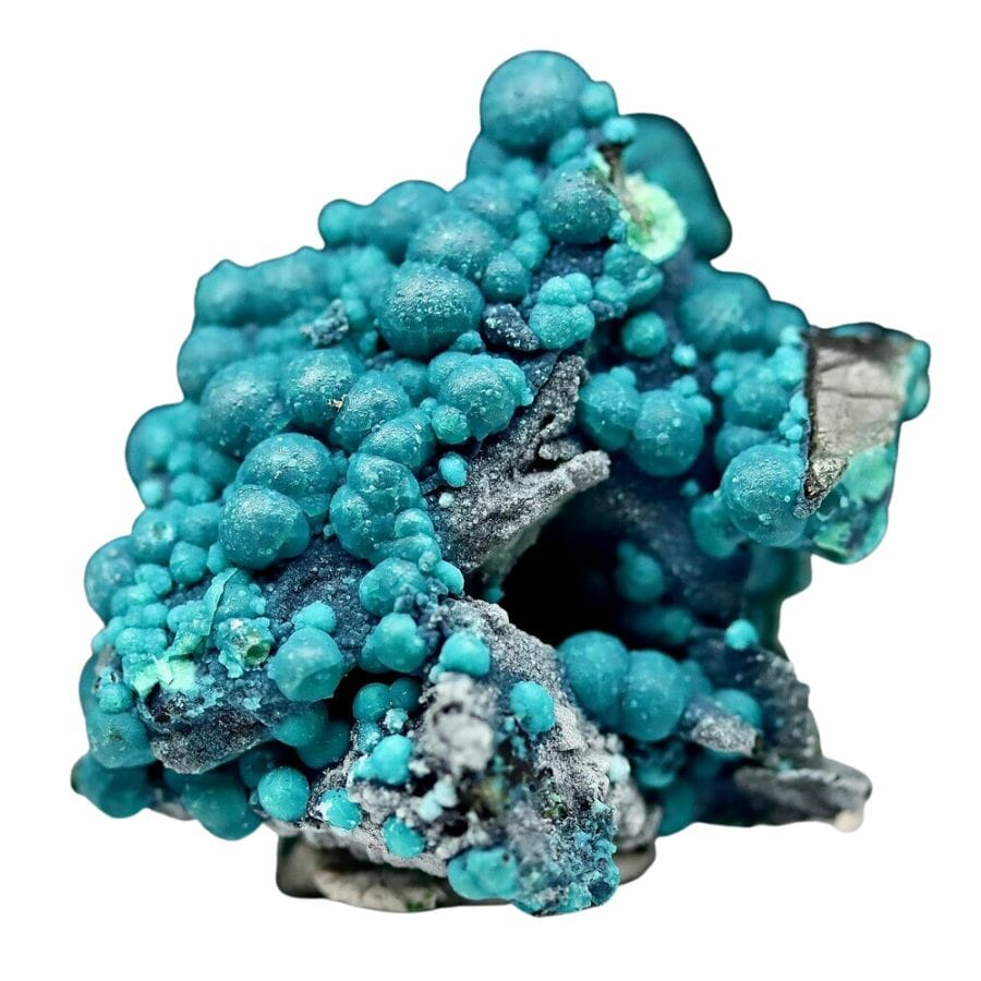 spherical green botryoidal chrysocolla crystals on a rock