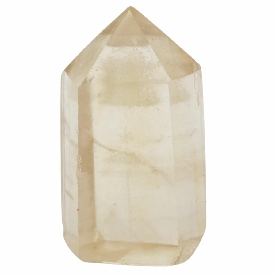 clear pale yellow  citrine crystal with a polished point