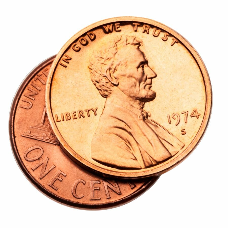 two copper pennies