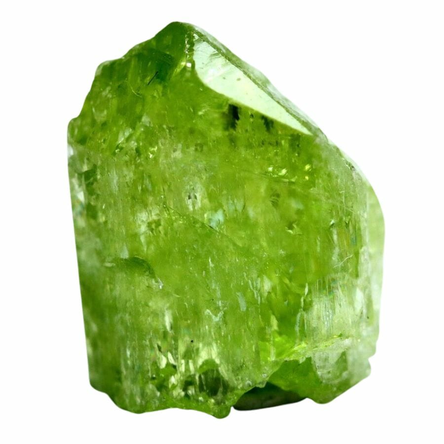 bright lime green diopside crystal