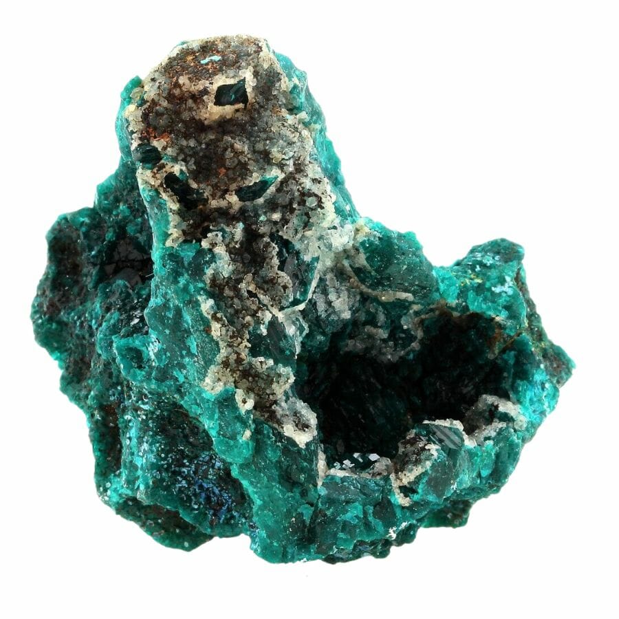 bright green doptase crystals on a matrix
