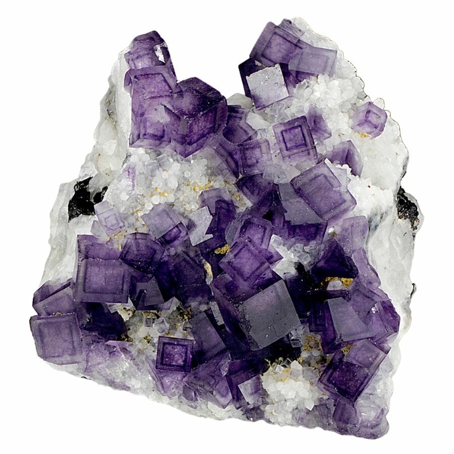 cube-shaped purple fluorite crystals on a matrix