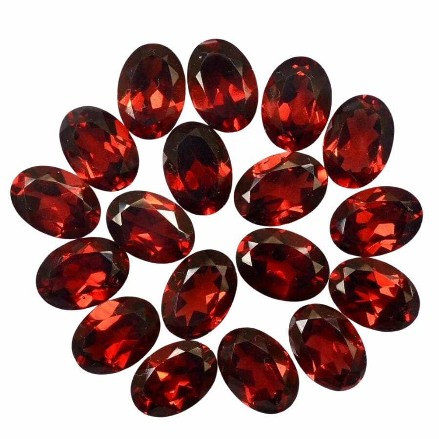 red oval cut garnet gems