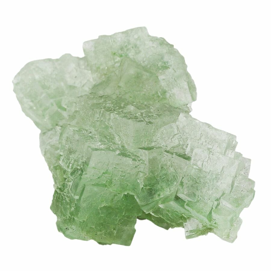 translucent green halite crystal cluster