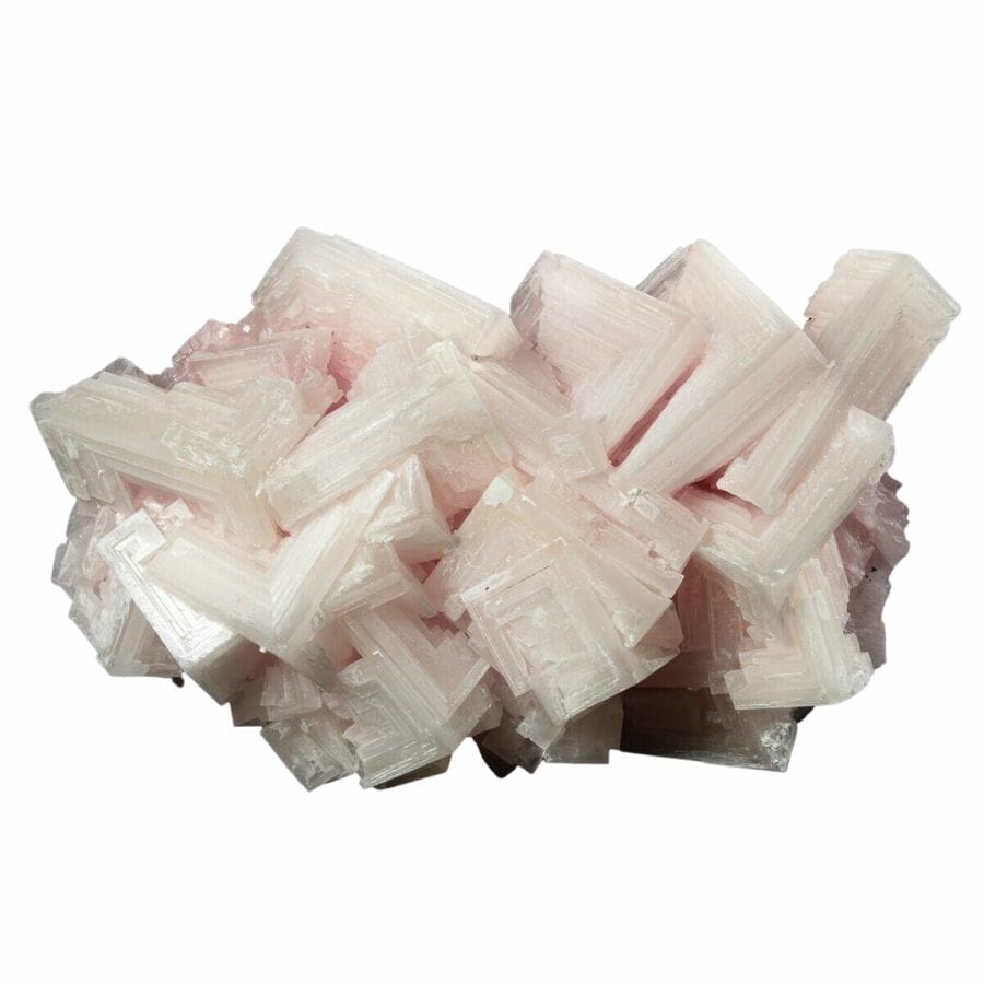 cluster of pale pink cubic halite crystals