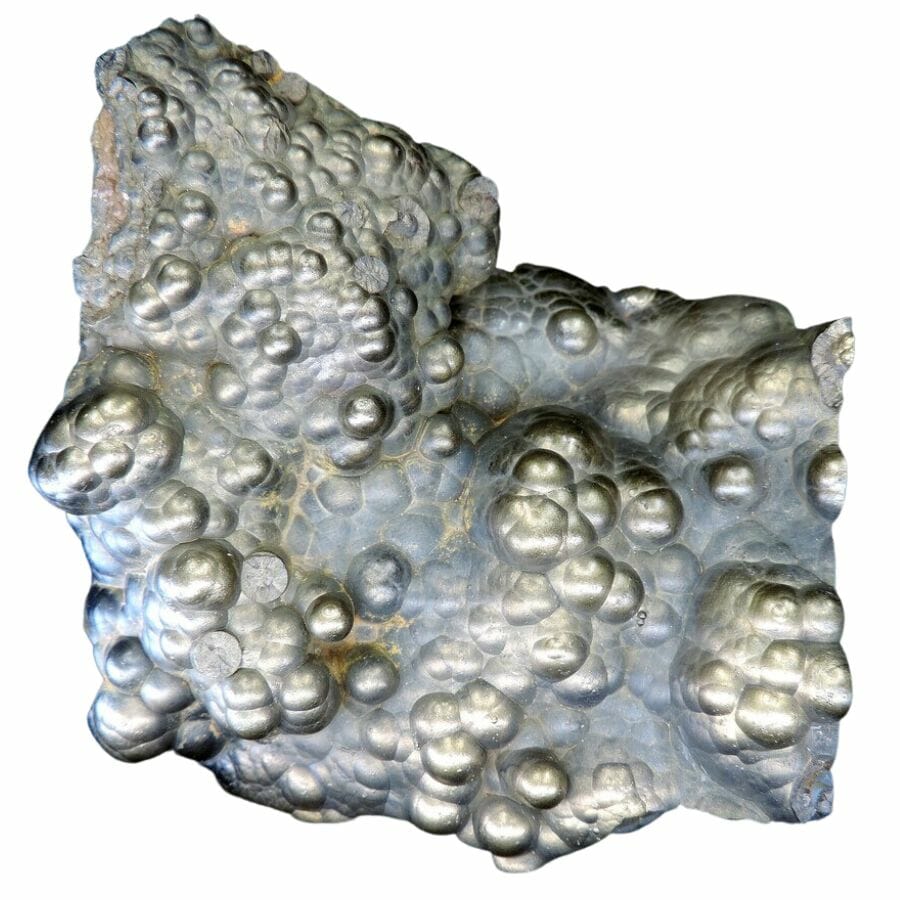 metallic botryoidal hematite specimen with gold highlights