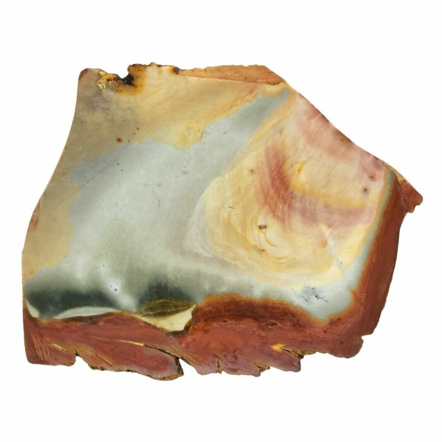 rough jasper with red, yellow, and white layers
