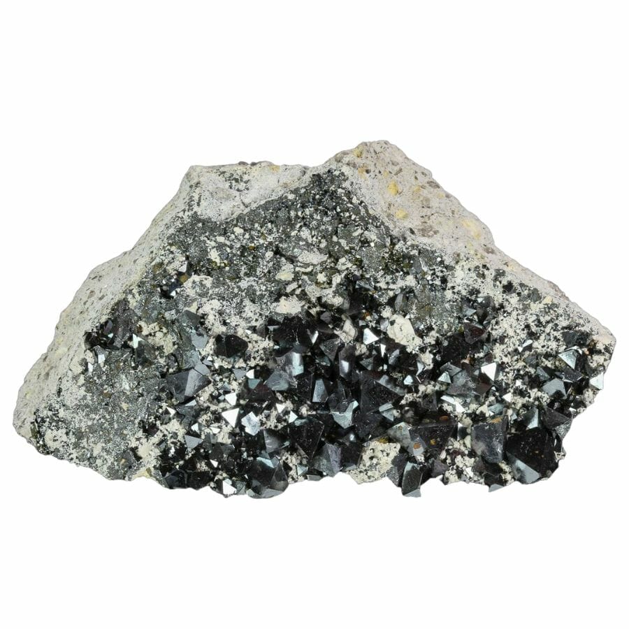 black magnetite crystals on a rock