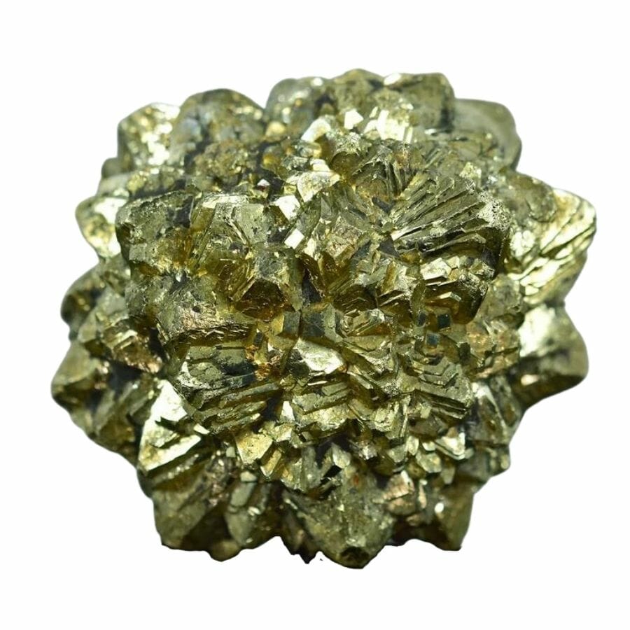 flower-like cluster of metallic gold marcasite crystals