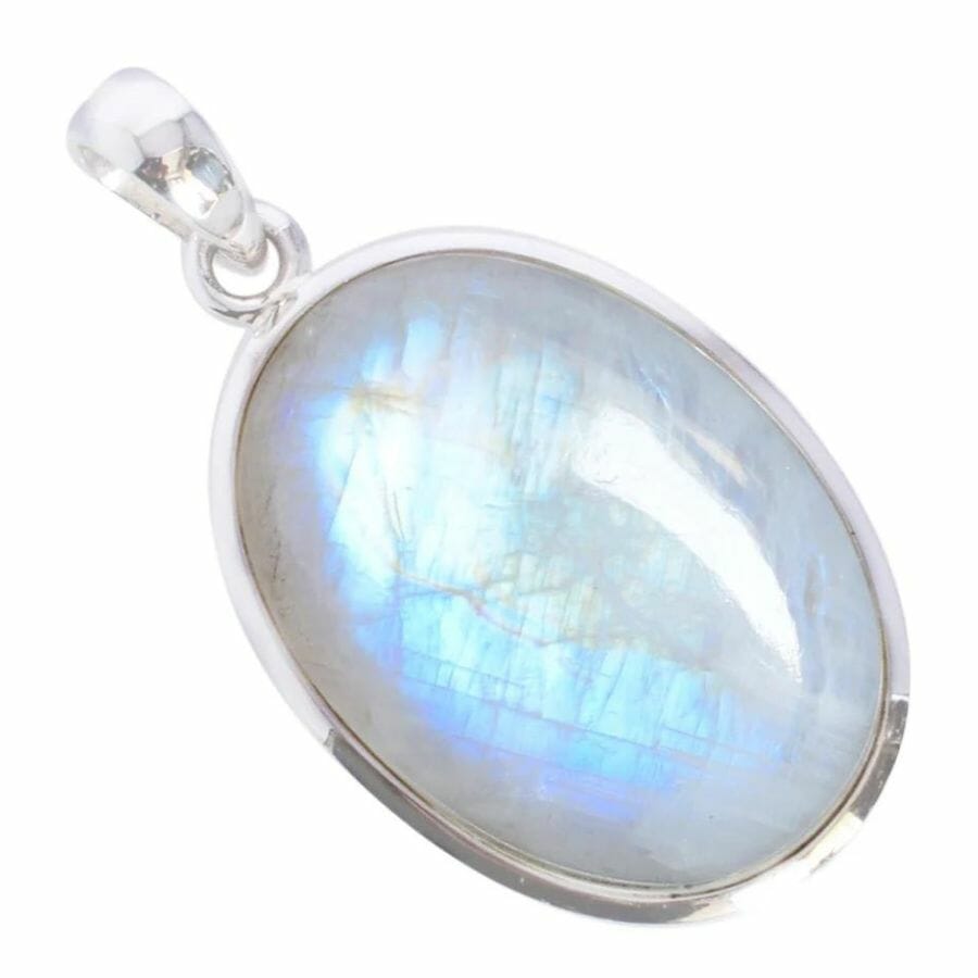 pale blue polished moonstone cabochon pendant