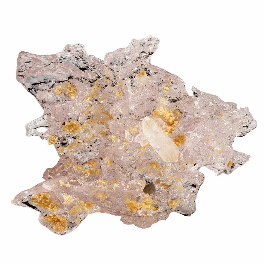 piece of rough pale pink naturally etched morganite