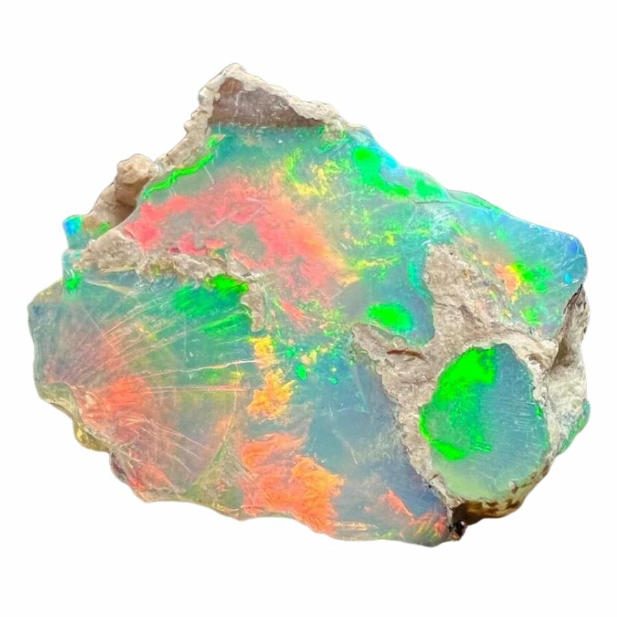 rough opal with green and orange swirls