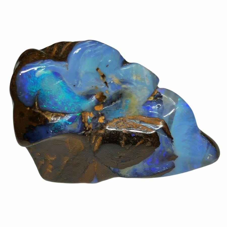 rough blue opal in rock