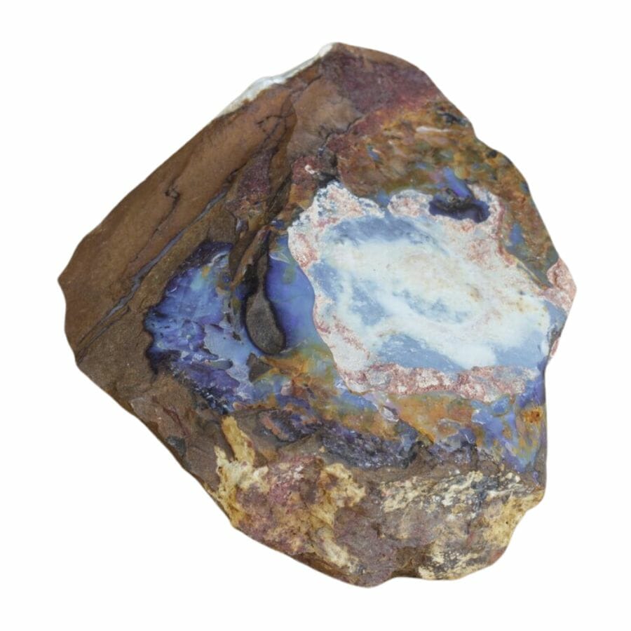 rough opal in rock showing white and blue colors