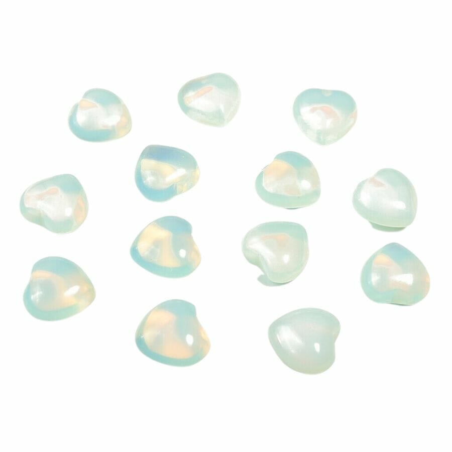 heart-shaped transparent and colorless opalite stones