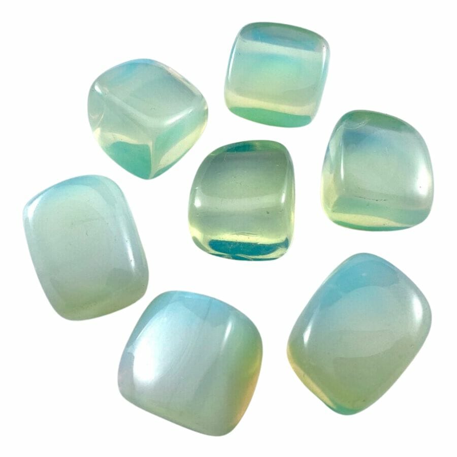 seven milky white opalite stones