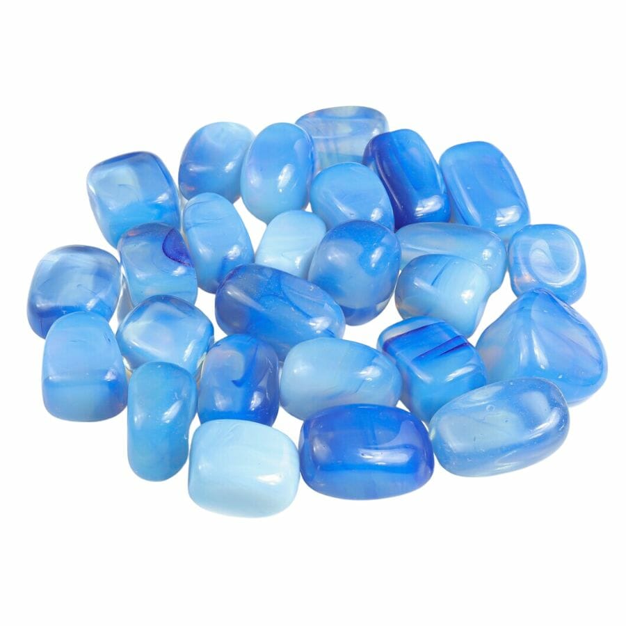 collection of polished blue opalite stones