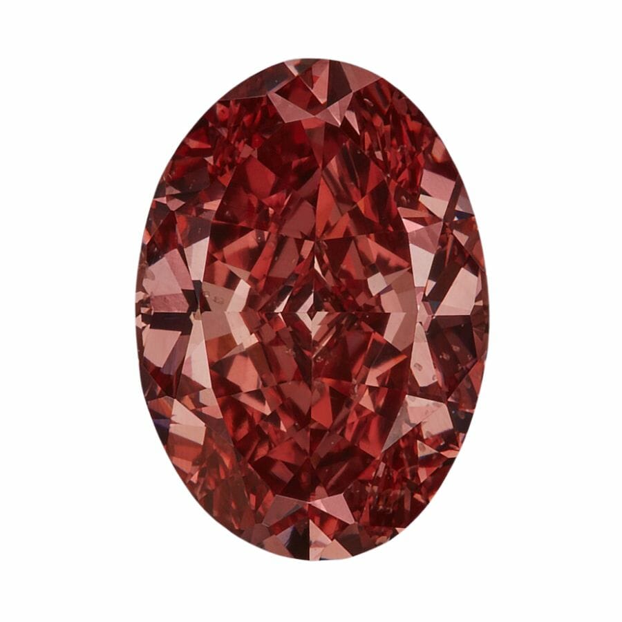 piece of oval cut rare red diamond