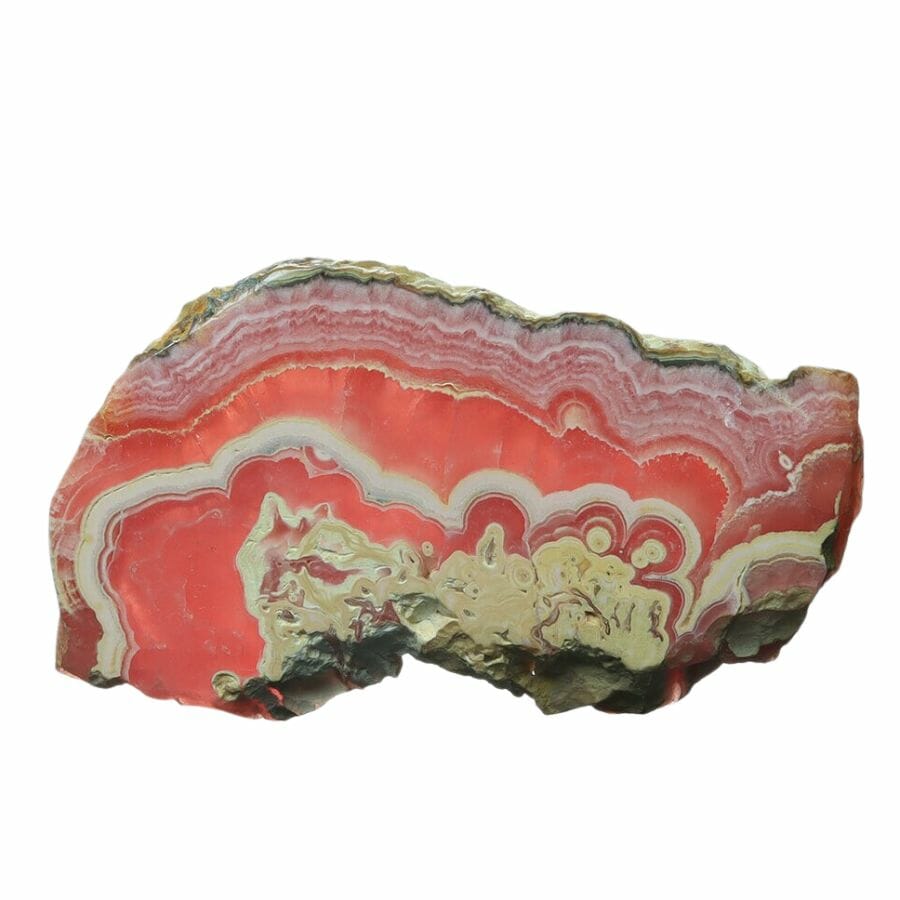 rhodochrosite slab with pink and white bands