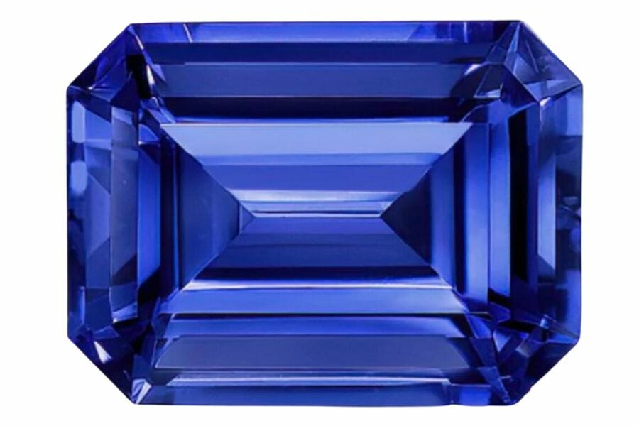 deep blue emerald cut sapphire