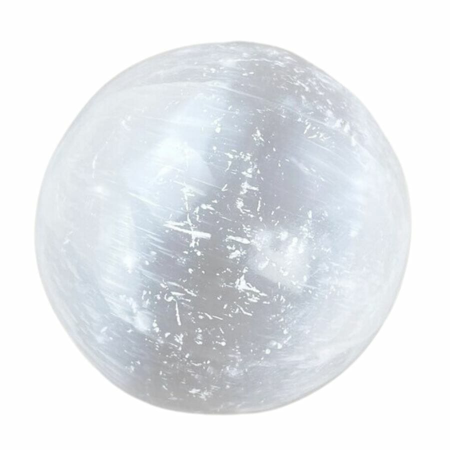 polished milky white satin spar sphere