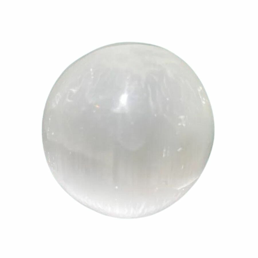 milky white selenite sphere