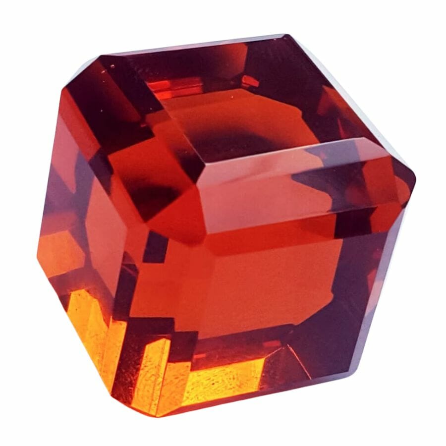 cubic red-orange topaz gem