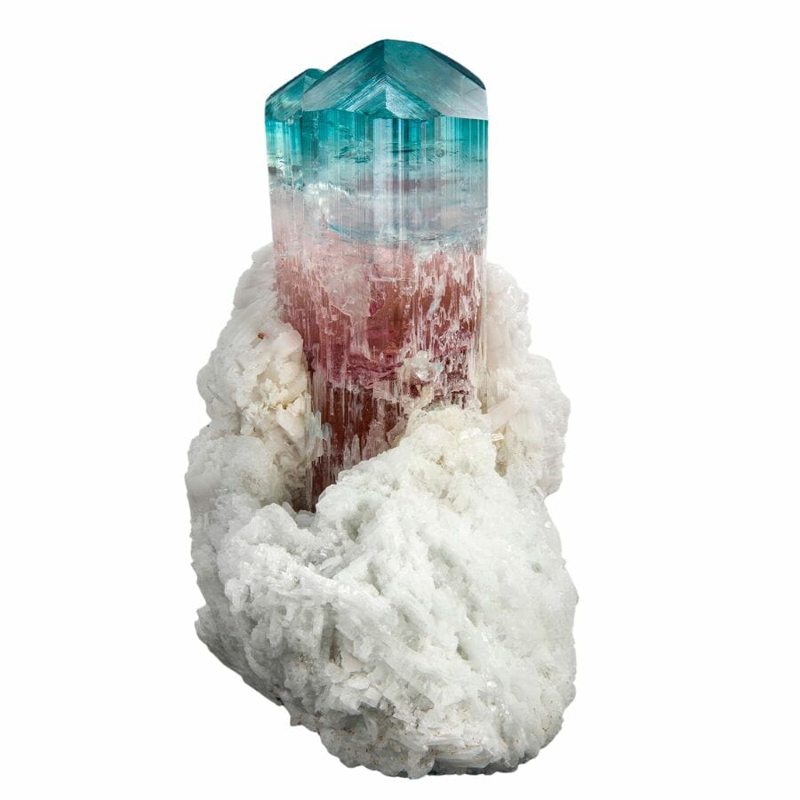 tourmaline crystal with blue and pink portions