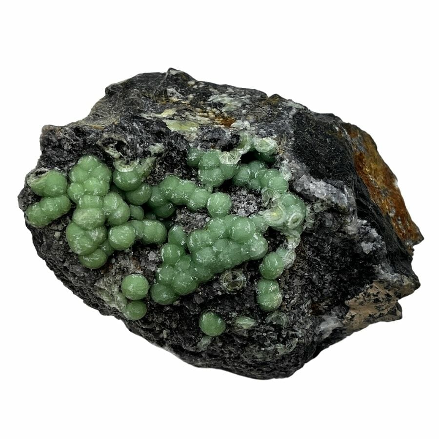 green botryoidal wavellite crystals on a rock