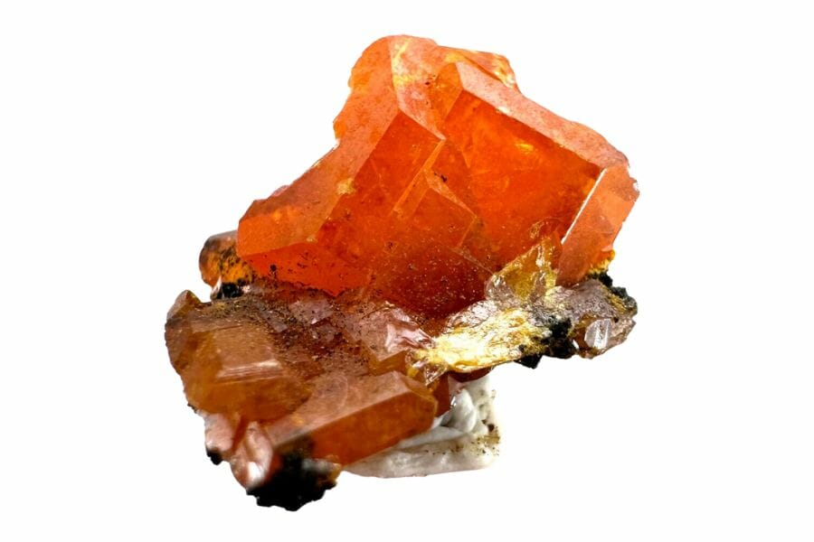 bright red cluster of wulfenite crystals