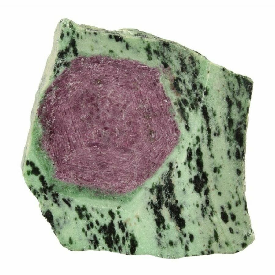 green zoisite with with ruby, with black flecks