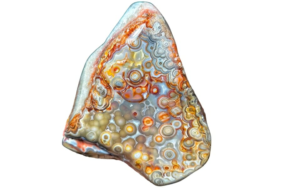 Crazy lace agate with stunning patterns of yellow and orange