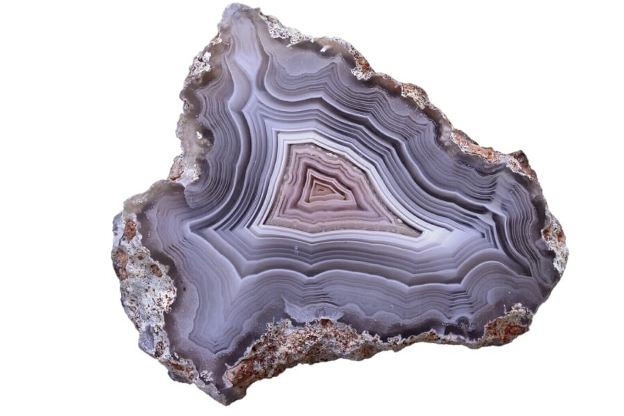 An elegant purple agate with different shades of pastel purple