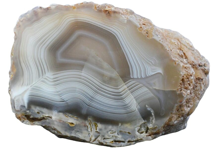 An elegant banded agate with white lines