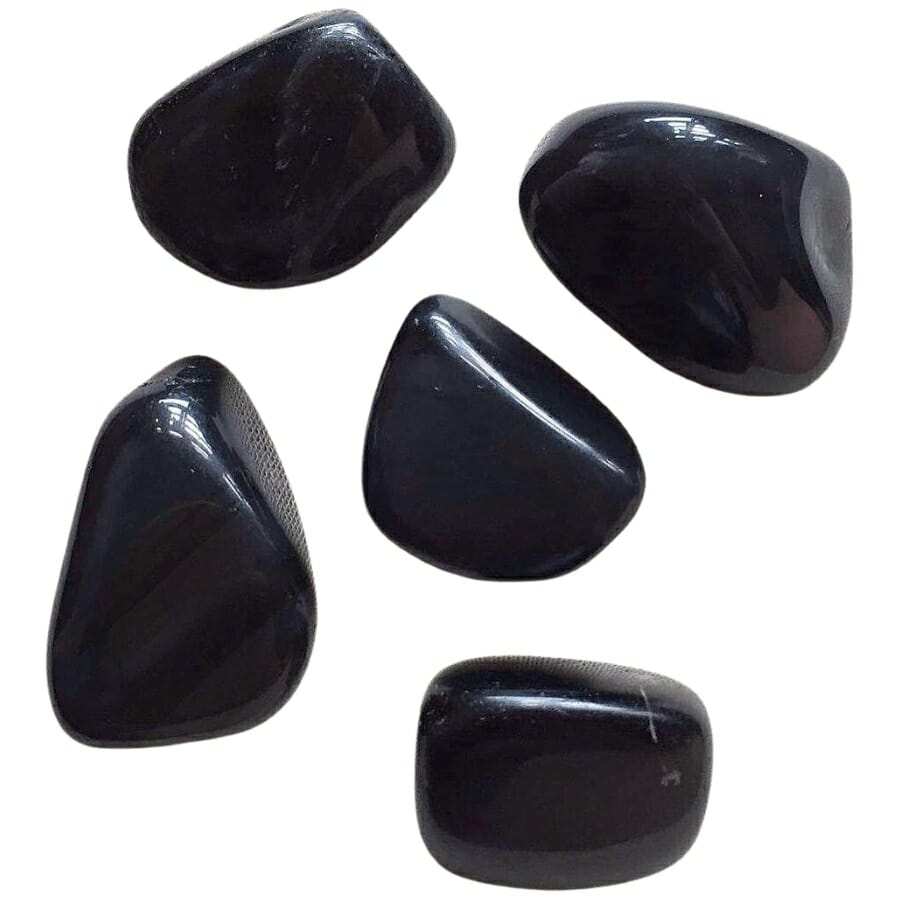 Five cut and polished obsidians