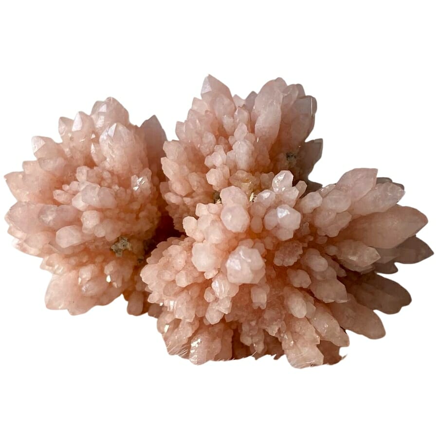 A crystal cluster of pink quartz
