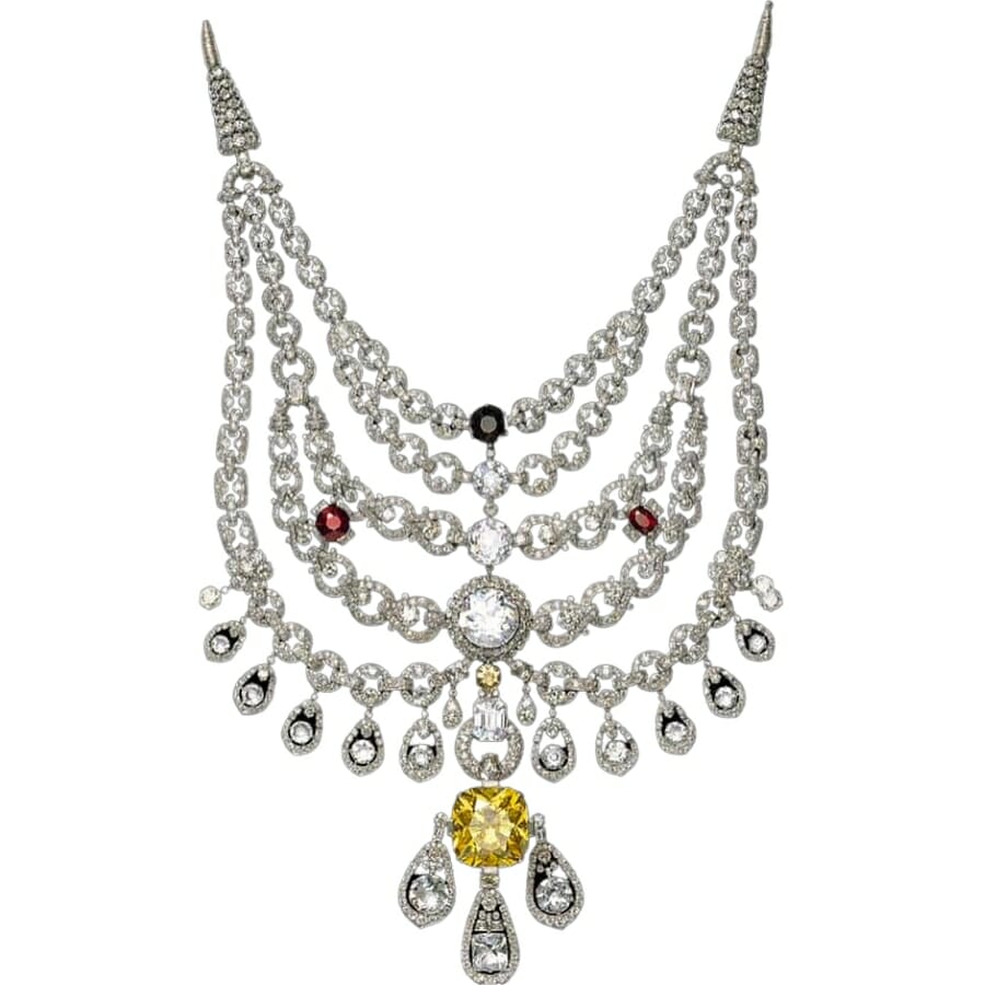 Patiala ceremonial necklace adorned with different diamond gems