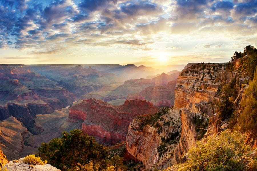 sun rising over the Grand Canyon National Park