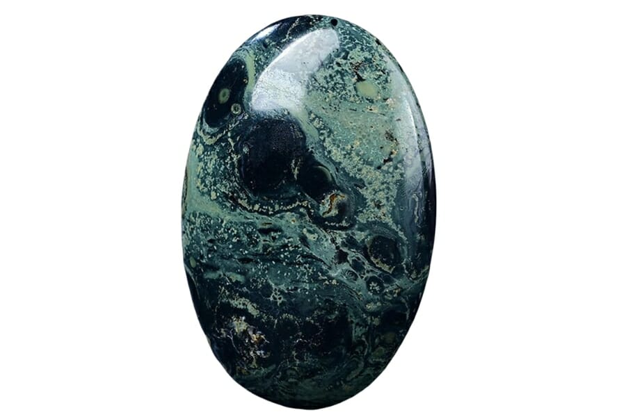 A shiny green jasper with gorgeous patterns
