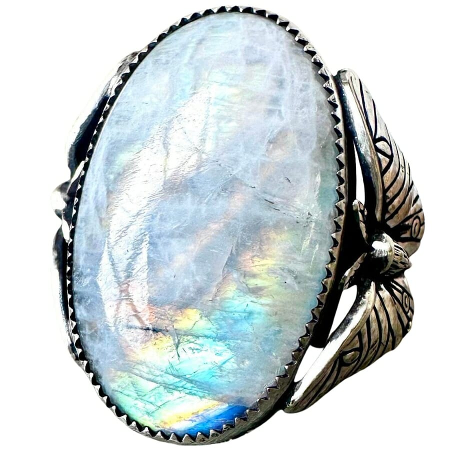 Rainbow moonstone and solid sterling silver